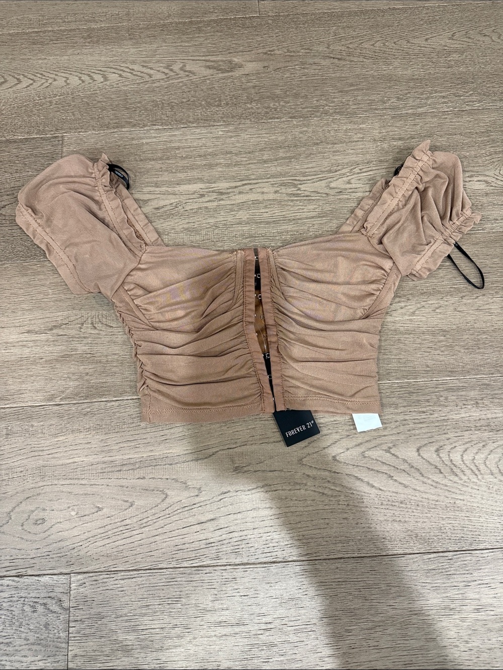 Forever 21 Dusty Mauve Ruched Off-Shoulder Crop Top
